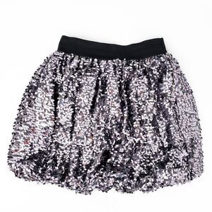 Children's Place gray lavender silver metallic bubble Sequin Skirt -12